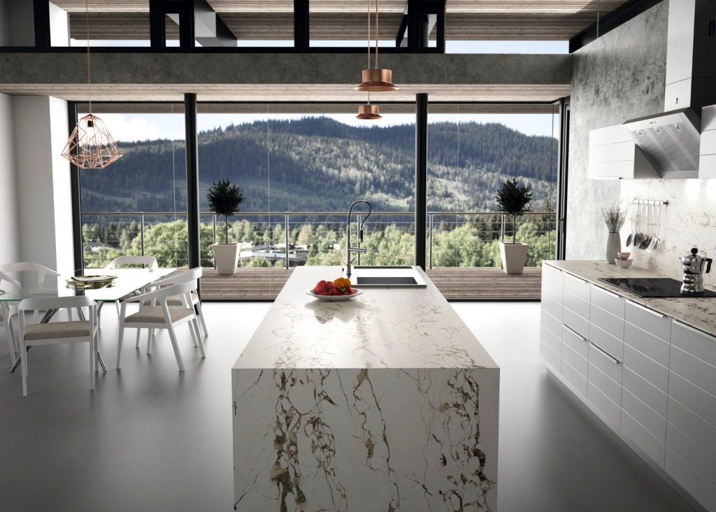 Quartz stone kitchen island is both aesthetic and easy to clean (Source: Collected)