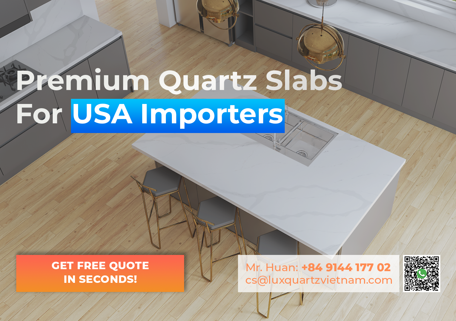 Premium Quartz Slabs For USA Importers