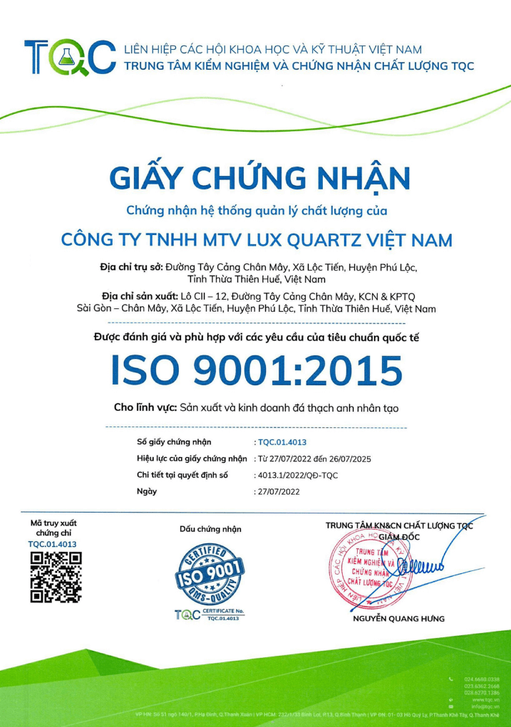 Certificate ISO 9001:2015