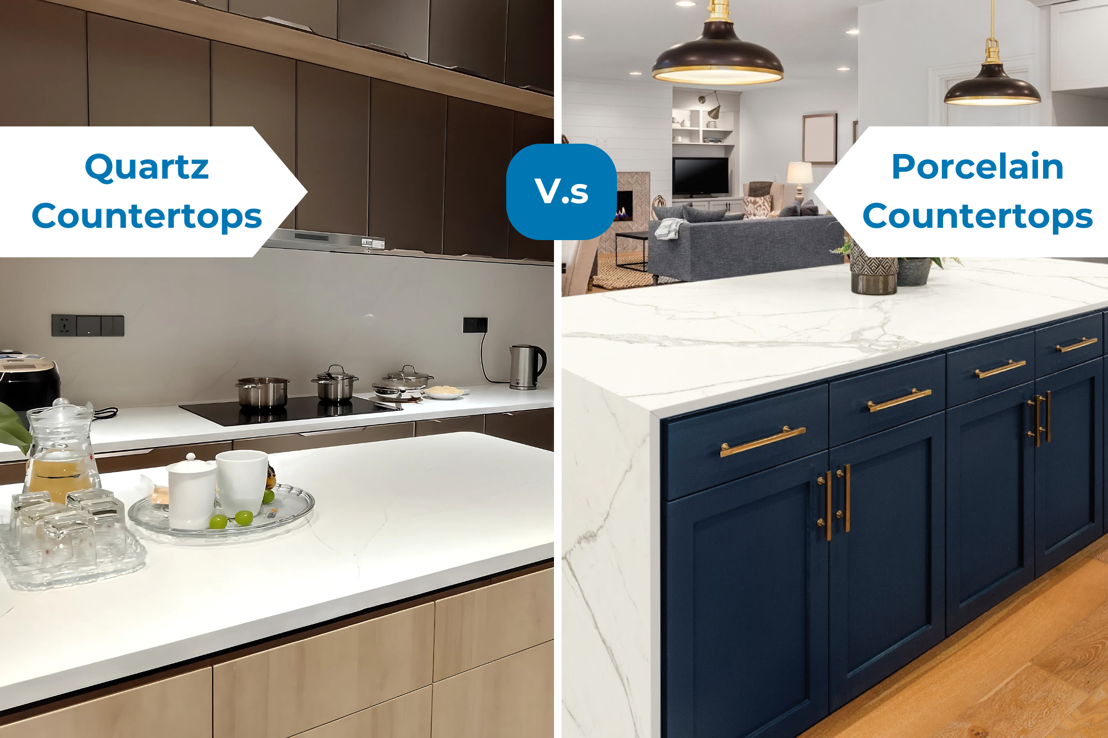 quartz countertop vs procelain countertop