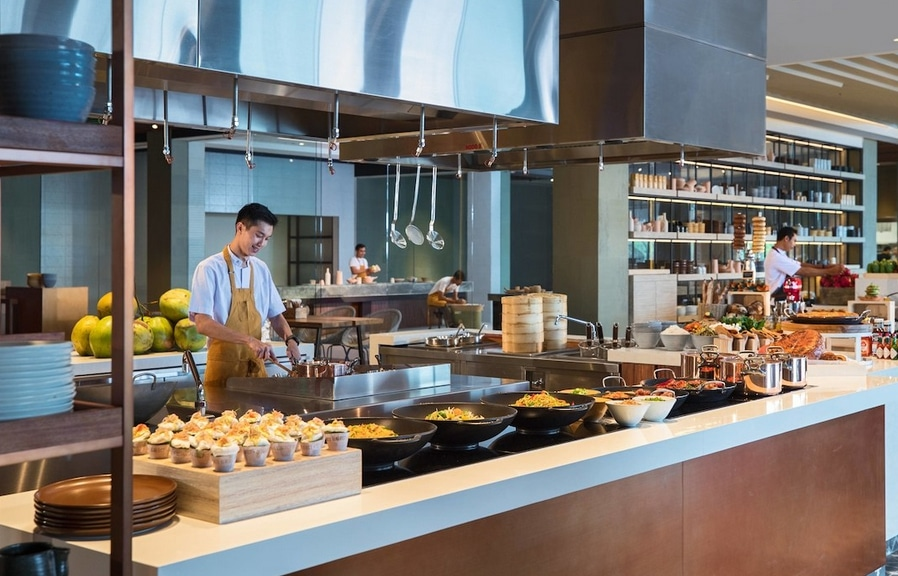 quầy buffet ốp đá nhân tạo đẹp, thẩm mỹ