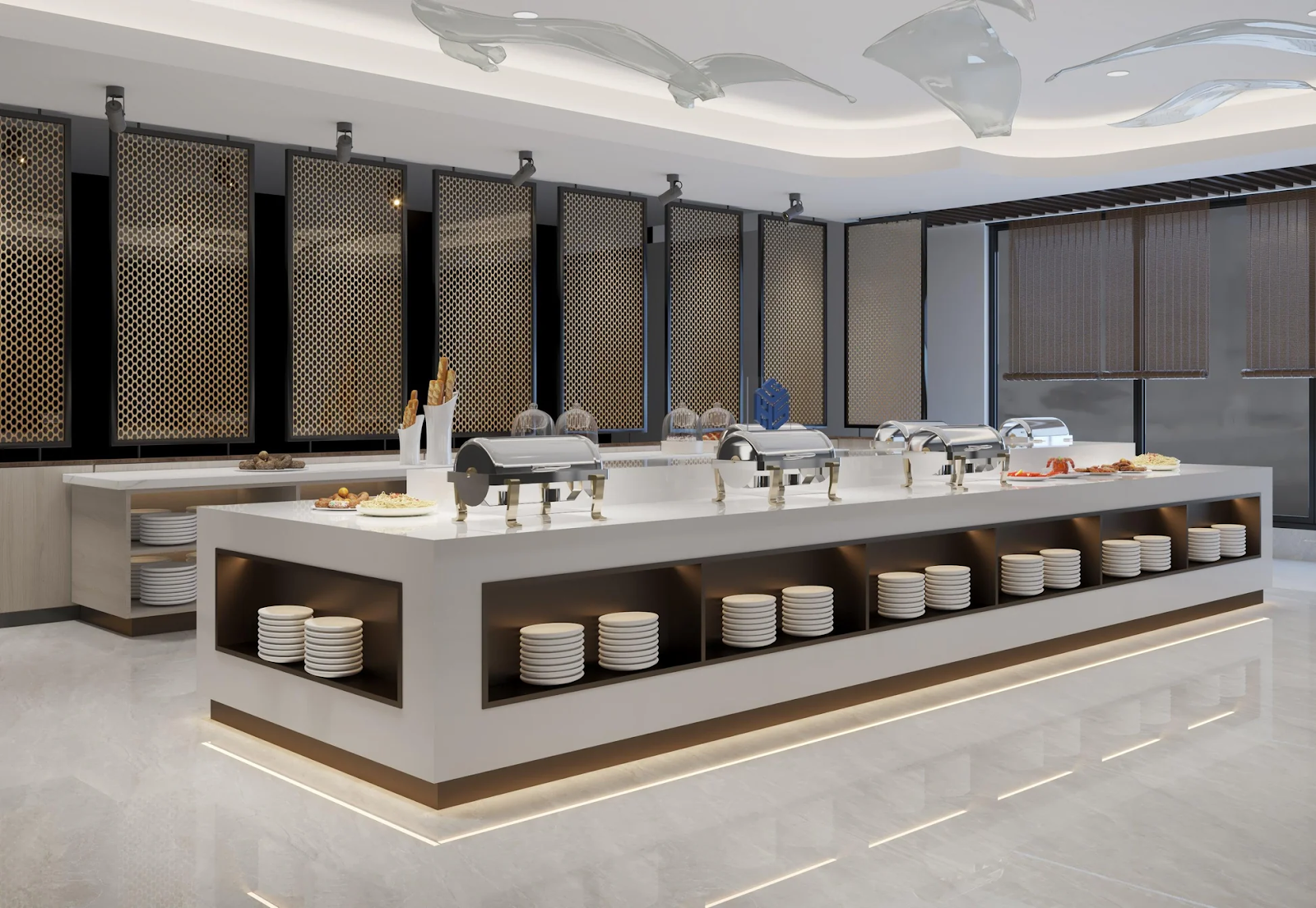 quầy buffet ốp đá nhân tạo đẹp, thẩm mỹ
