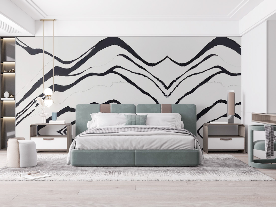 Đá quartz trang trí tường phòng ngủ