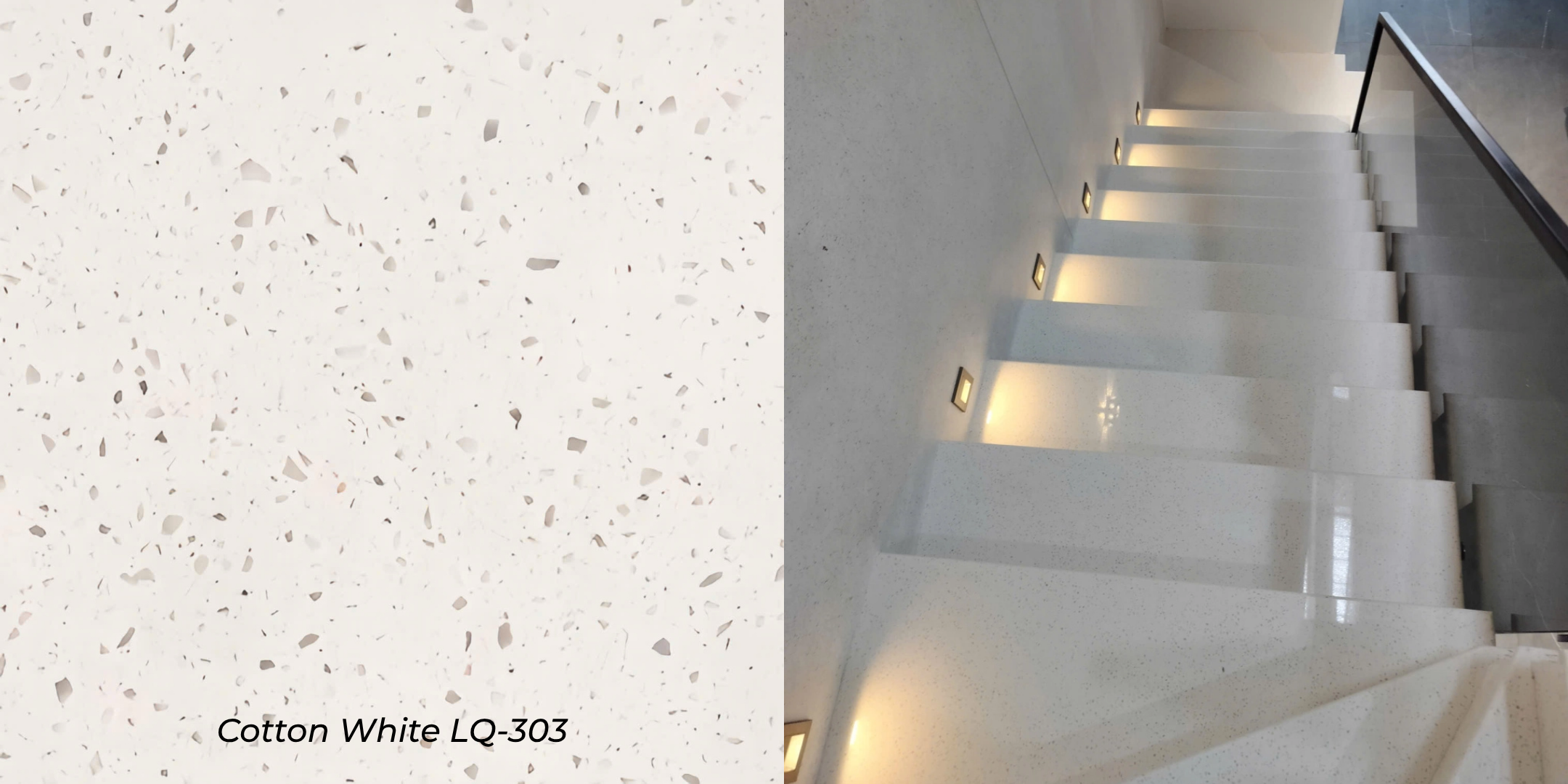 mẫu đá ốp cầu thang lux quartz cotton white lq-303