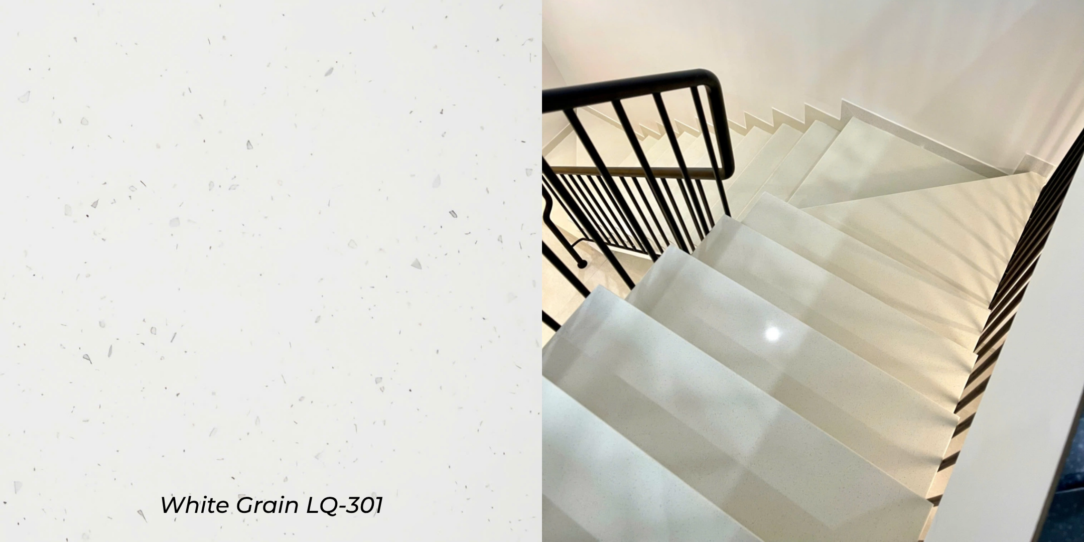 mẫu đá ốp cầu thang lux quartz white grain lq-301