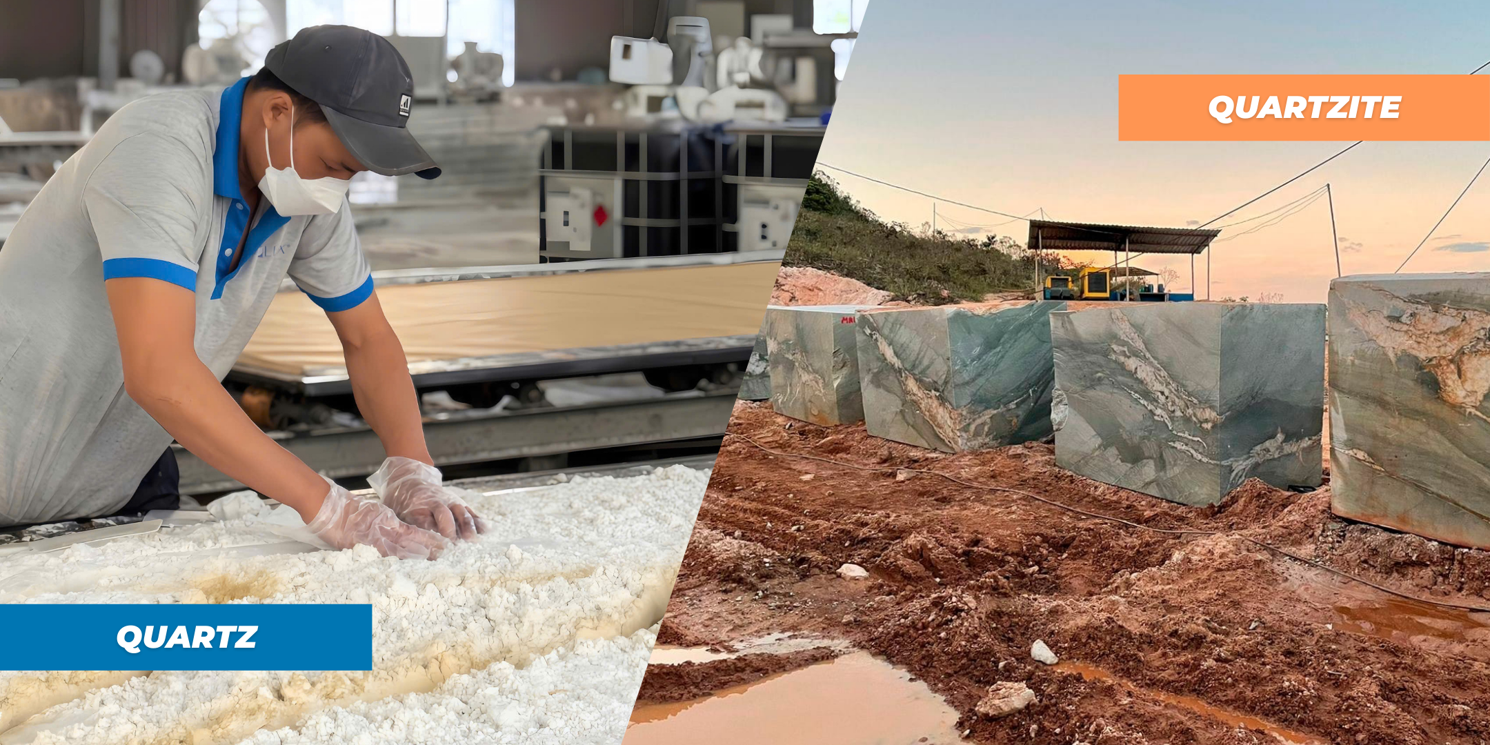 quartzite is natural whereas quartz is engineered