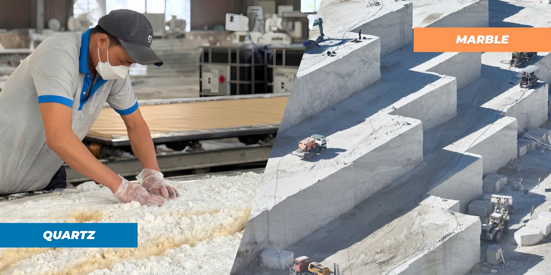 quartz is engineered marble is natural