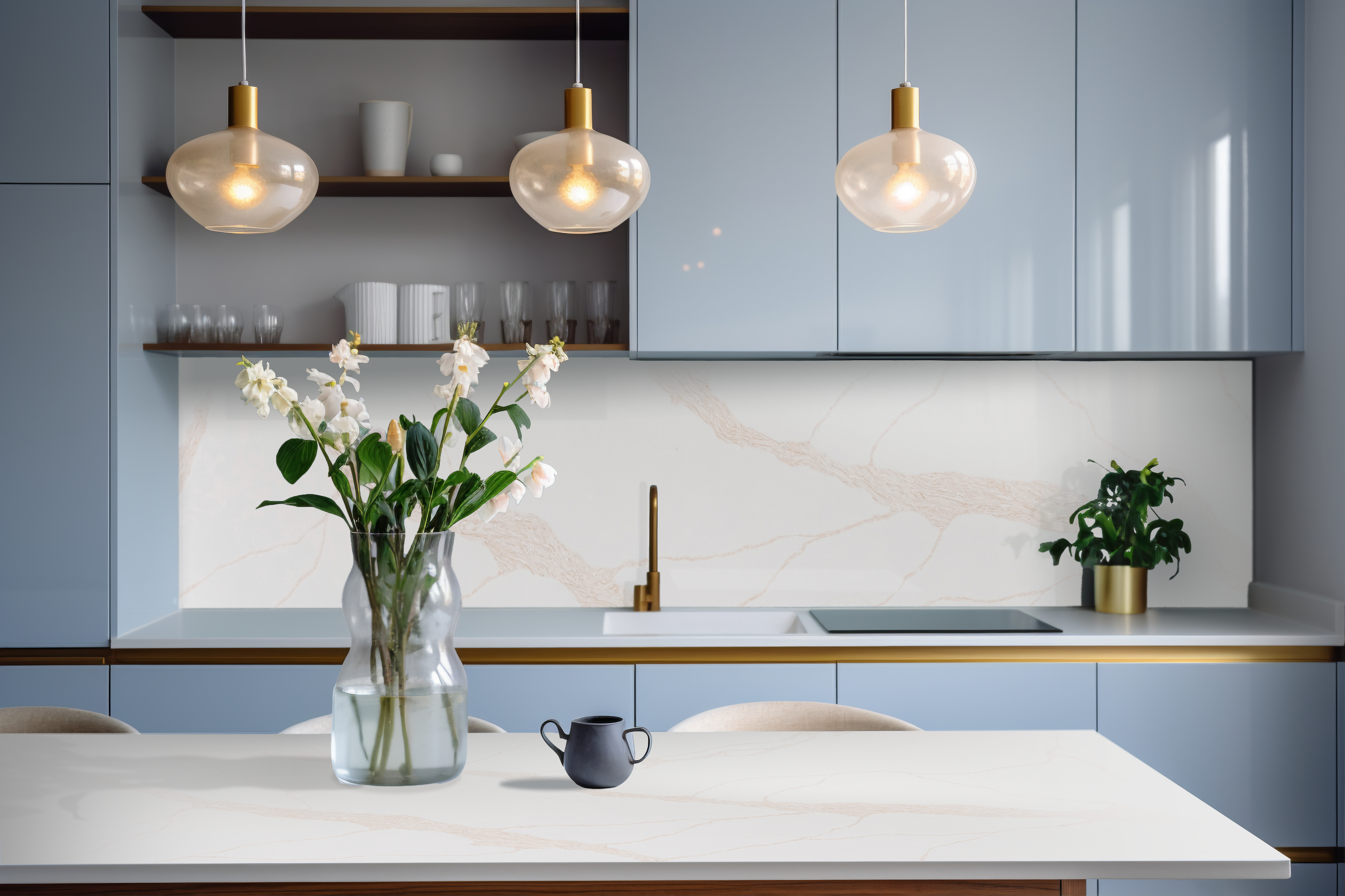 quartz backsplash