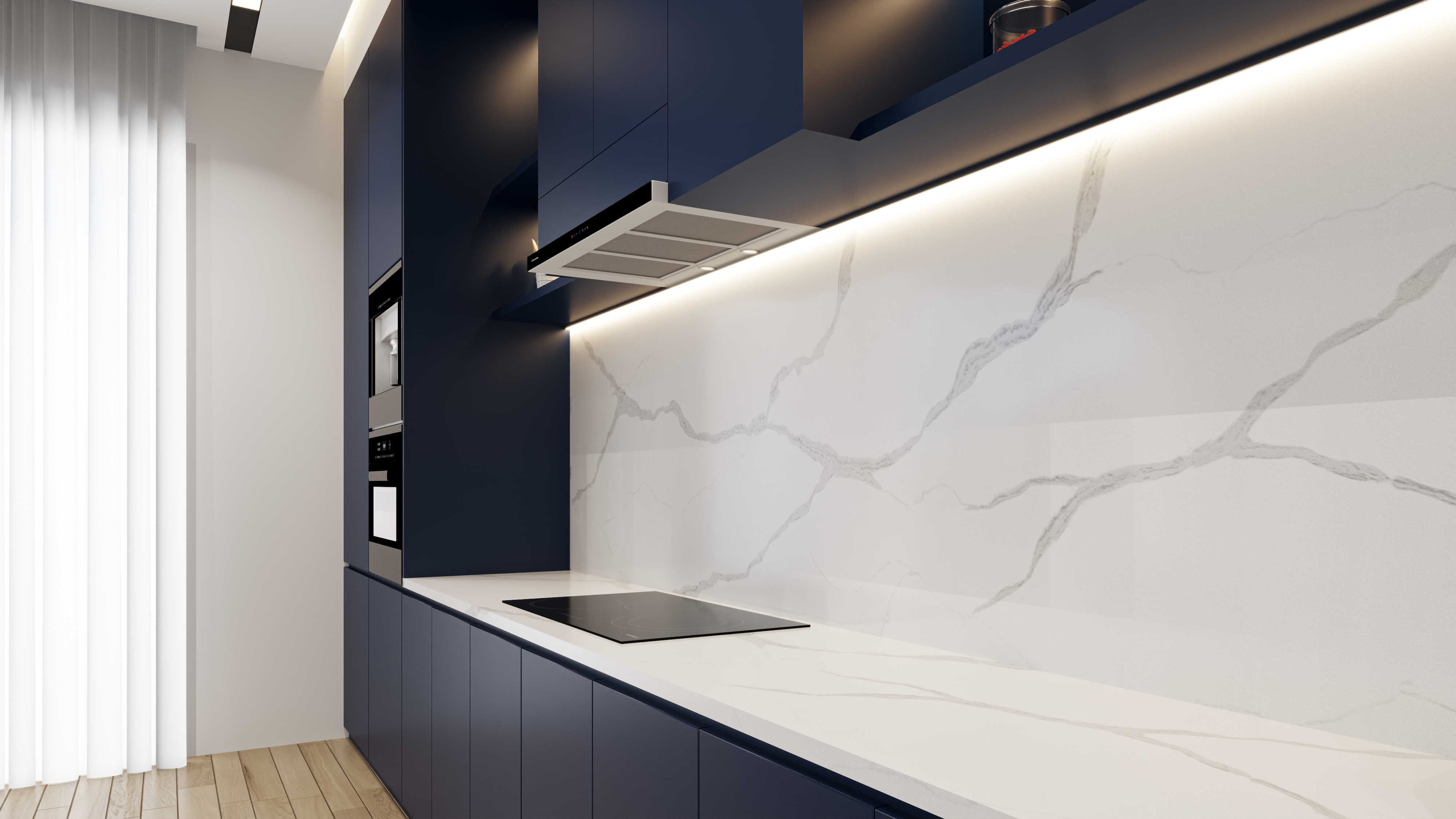 đá trắng vân mây ốp bếp Calacatta Wavy Grey LQ-910
