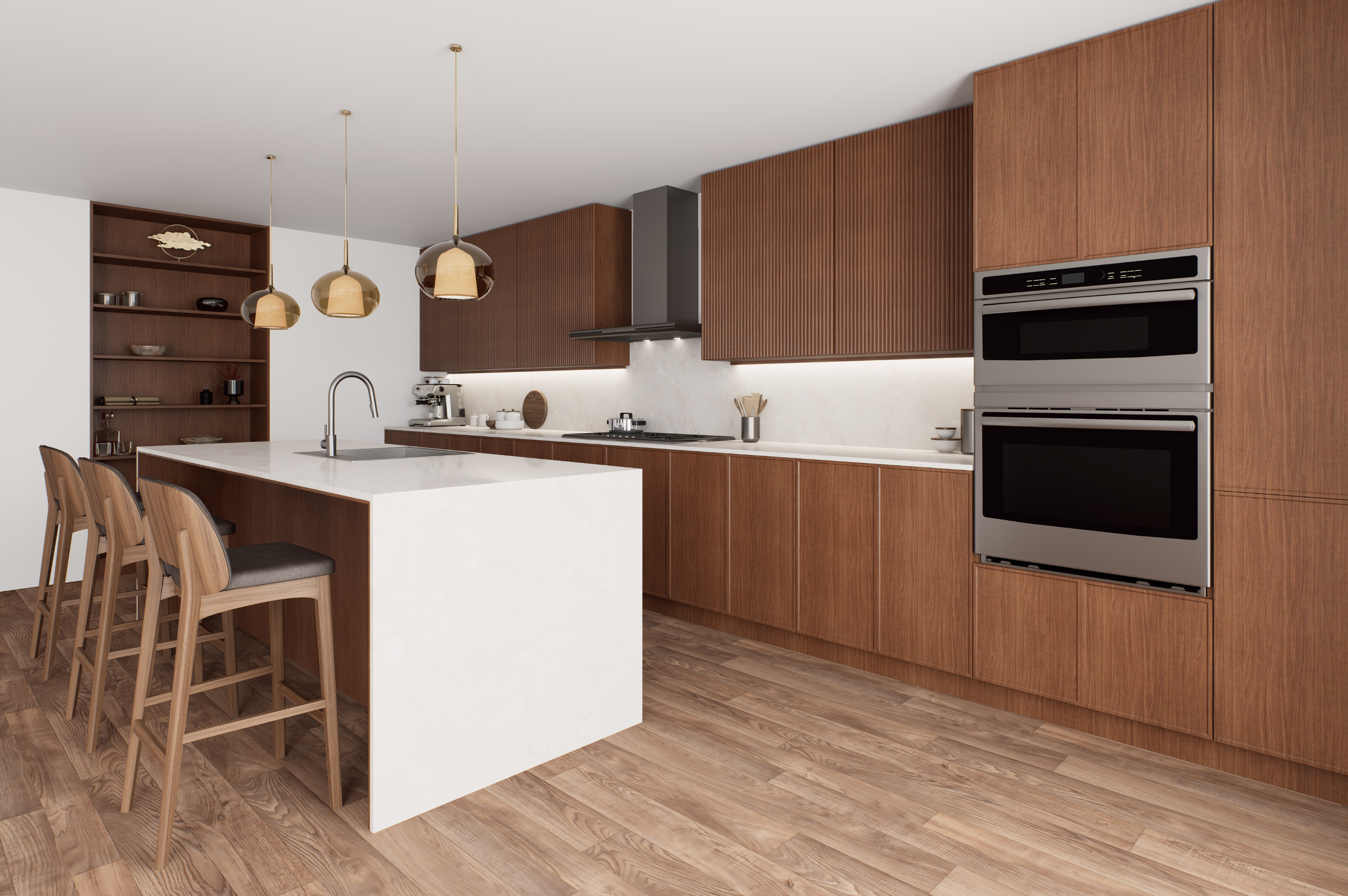 waterfall edge kitchen islands