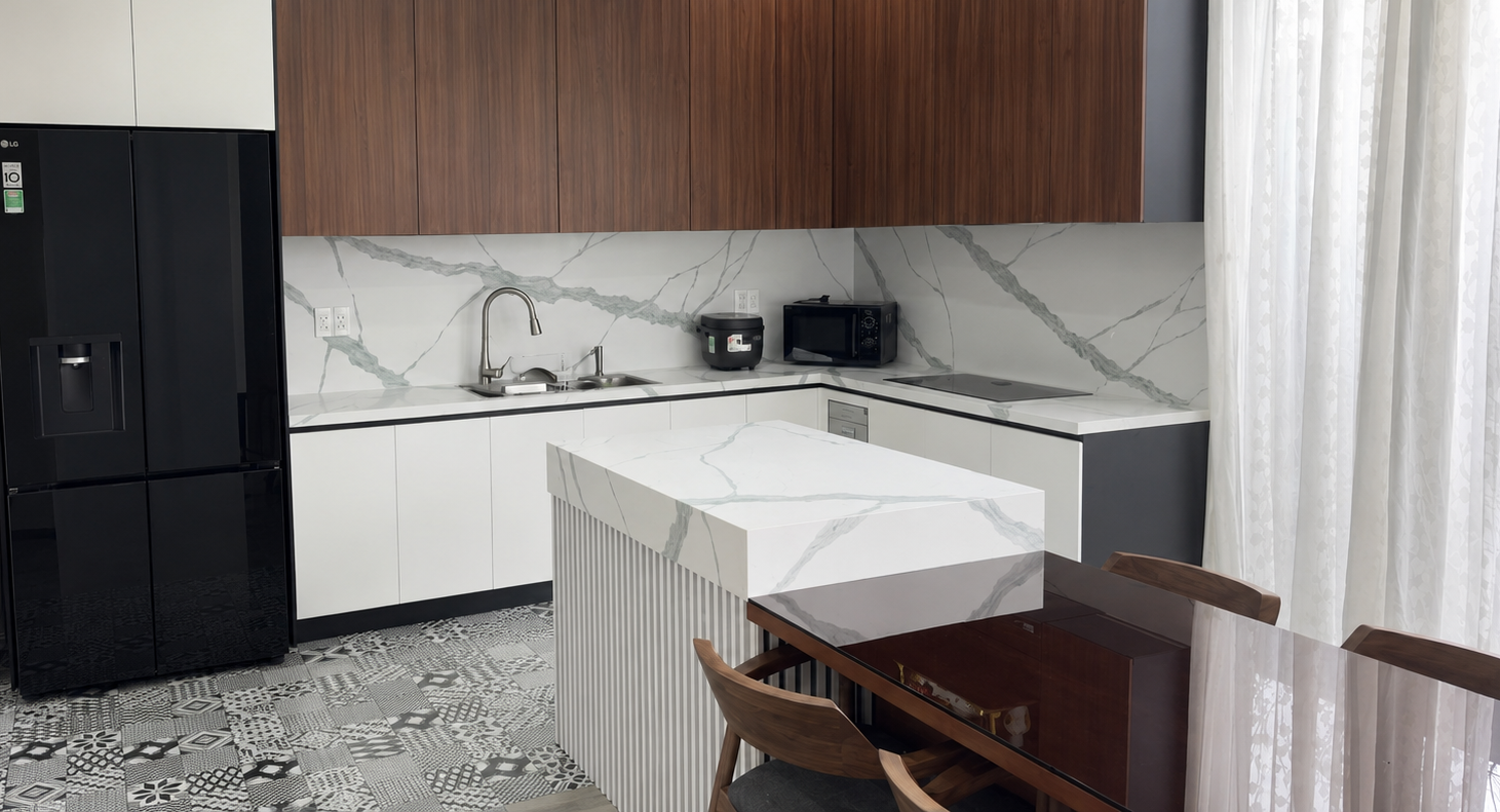 mặt bếp đá thạch anh nhân tạo lux quartz