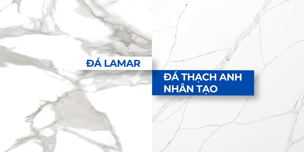 đá lamar với đá thach anh nhân tạo
